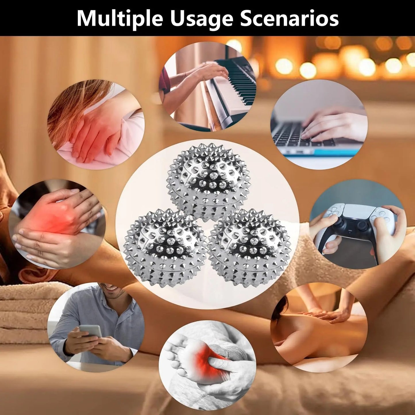 Magnetic Hedgehog Massage Ball & Acupressure Ring Set