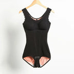 Women's warm thermal shapewear bodysuit with long sleeves and brushed lining