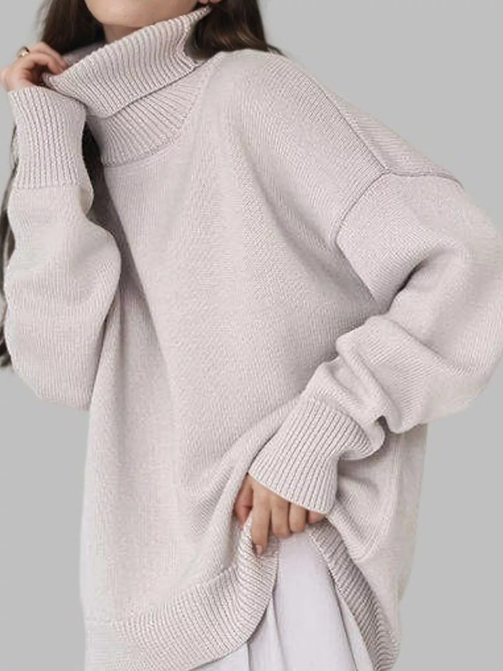 Plus Size Vibrant Oversized Turtleneck Drop Shoulder Sweater
