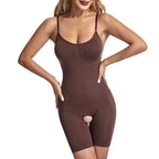Women's seamless firm compression bodysuit shapewear with silicone trim