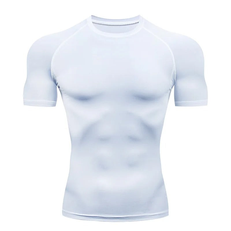 Lightweight unisex compression performance tee, slim athletic fit