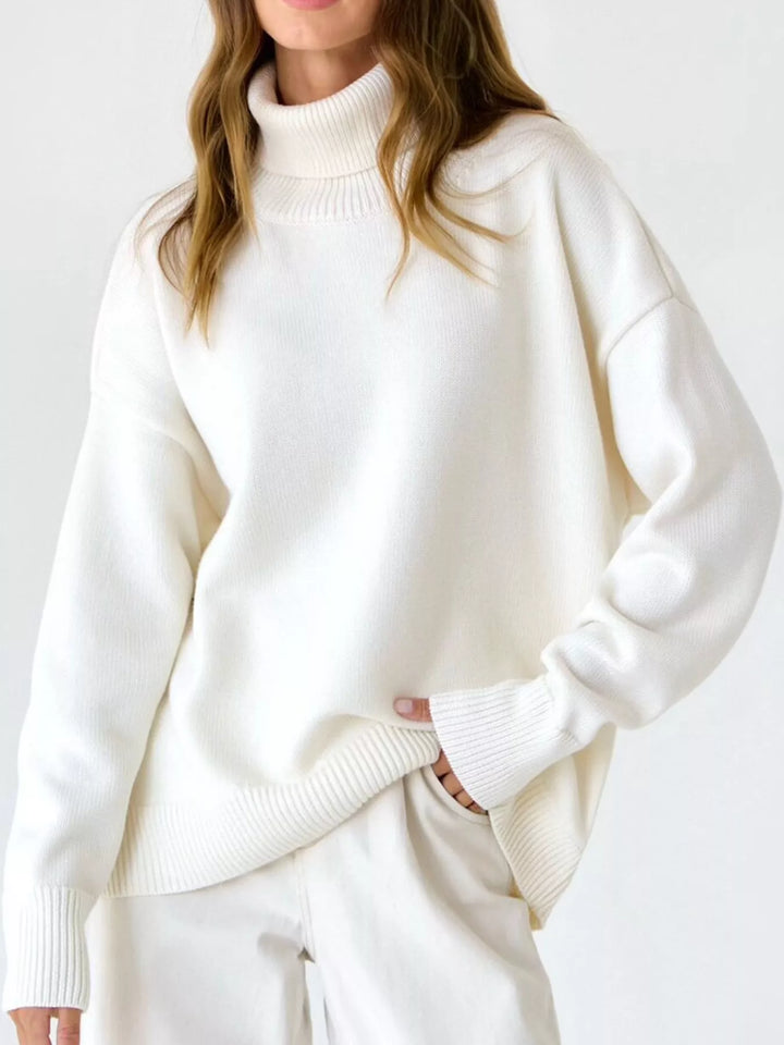 Oversized Turtleneck Dropped Shoulder Sweater