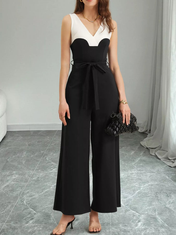 Color Block Wide Leg Jumpsuit