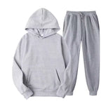 Men's matching hoodie and jogger two-piece tracksuit set in brushed fleece