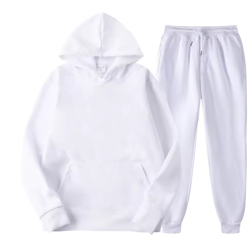 Men's matching hoodie and jogger two-piece tracksuit set in brushed fleece
