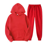 Men's matching hoodie and jogger two-piece tracksuit set in brushed fleece