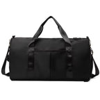 Waterproof gym duffle bag with ventilated shoe compartment and adjustable shoulder strap