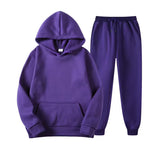 Men's matching hoodie and jogger two-piece tracksuit set in brushed fleece