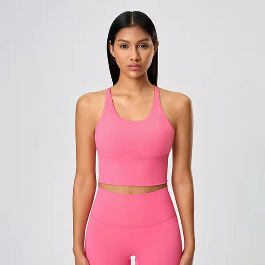 Cross Back Athletic Crop Tank Top