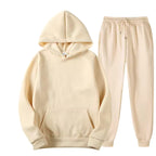 Men's matching hoodie and jogger two-piece tracksuit set in brushed fleece