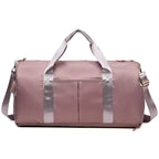 Waterproof gym duffle bag with ventilated shoe compartment and adjustable shoulder strap