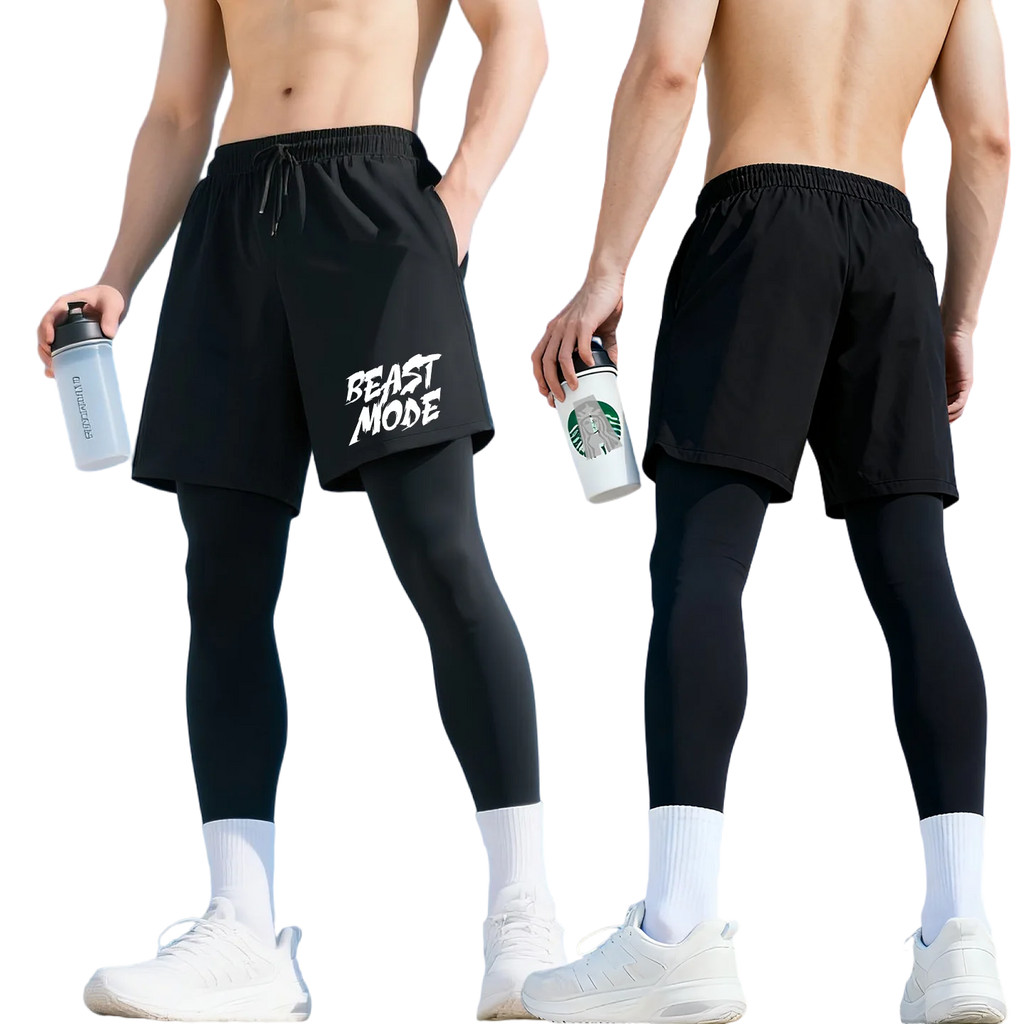 Men's 2-in-1 training pants with built-in compression liner and tapered ankle