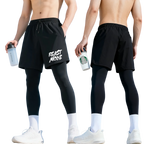 Men's 2-in-1 training pants with built-in compression liner and tapered ankle
