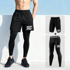Men's 2-in-1 training pants with built-in compression liner and tapered ankle