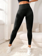 Women's high-waist fitness leggings with contour sculpting lines, push-up fit