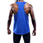Men's quick-dry running and gym tank top with wide armholes and slim athletic fit