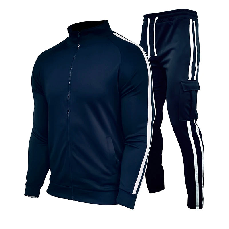 Men's 2-piece tracksuit with matching hoodie and tapered joggers in brushed fleece