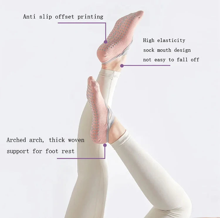 Women's non-slip grip socks for Pilates and yoga with silicone sole