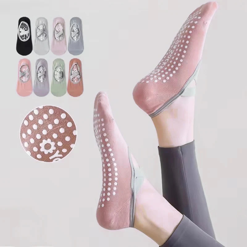 Women's non-slip grip socks for Pilates and yoga with silicone sole