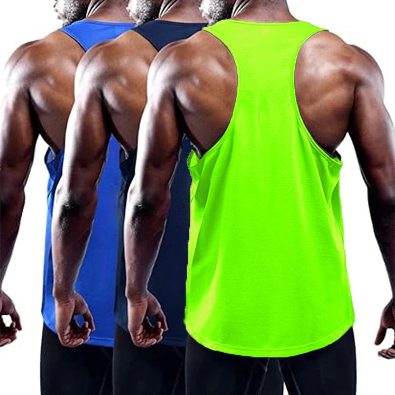 Men's quick-dry running and gym tank top with wide armholes and slim athletic fit
