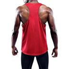 Men's quick-dry running and gym tank top with wide armholes and slim athletic fit