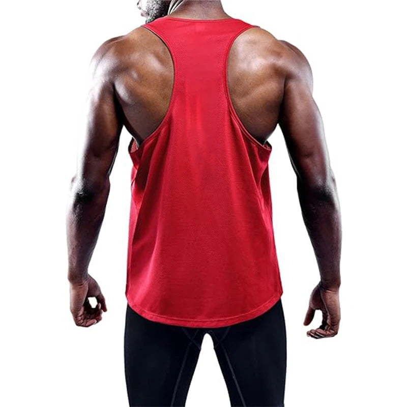 Men's quick-dry running and gym tank top with wide armholes and slim athletic fit