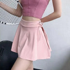 Women's high-waist pleated tennis and padel skirt with built-in compression shorts