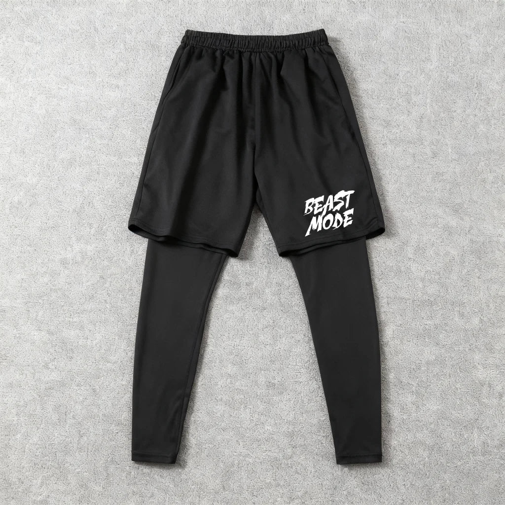 Men's 2-in-1 training pants with built-in compression liner and tapered ankle