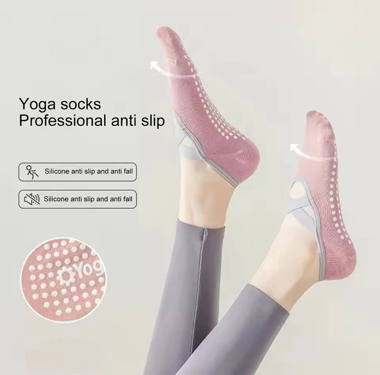 Women's non-slip grip socks for Pilates and yoga with silicone sole