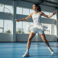 Women's high-waist pleated tennis and padel skirt with built-in compression shorts
