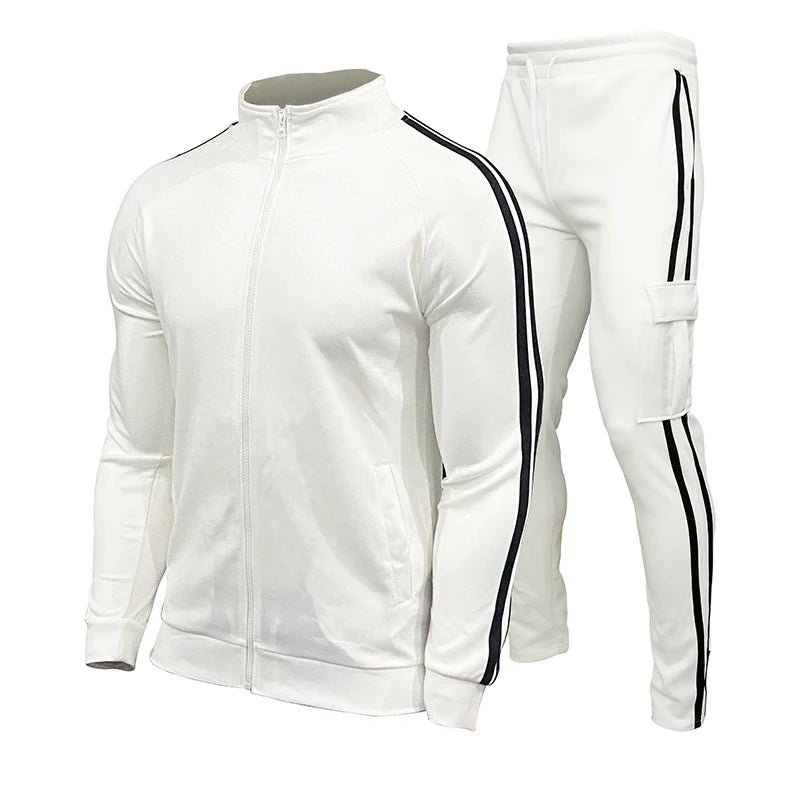 Men's 2-piece tracksuit with matching hoodie and tapered joggers in brushed fleece