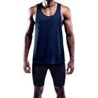 Men's quick-dry running and gym tank top with wide armholes and slim athletic fit