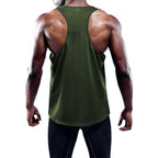 Men's quick-dry running and gym tank top with wide armholes and slim athletic fit