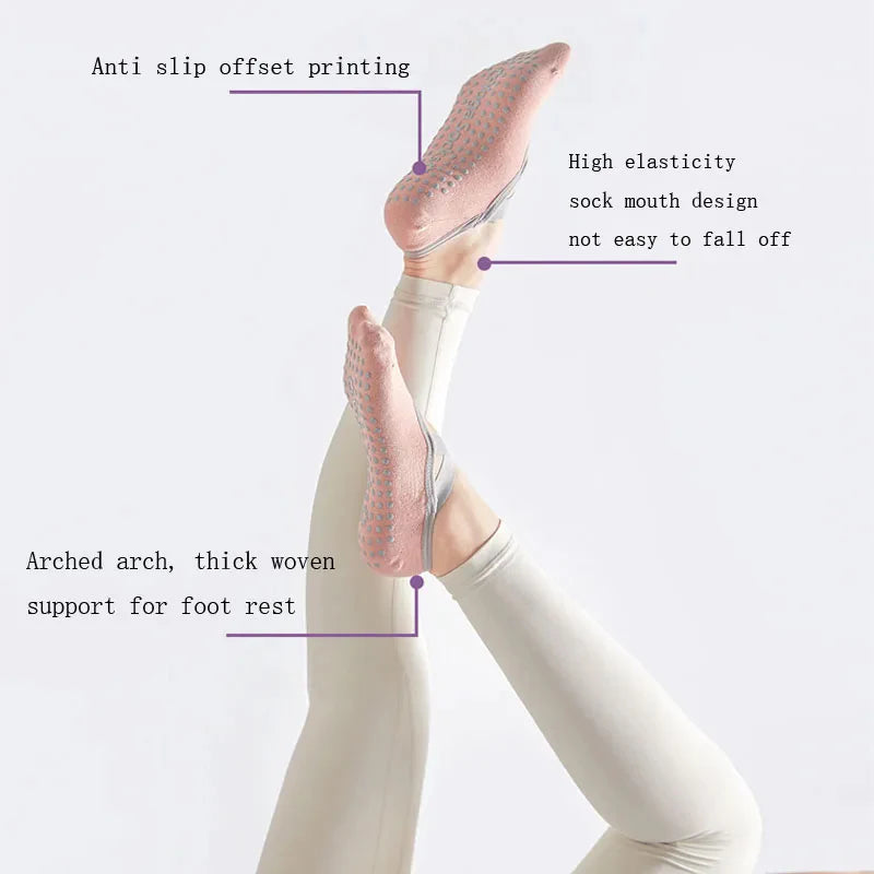 Women's non-slip grip socks for Pilates and yoga with silicone sole