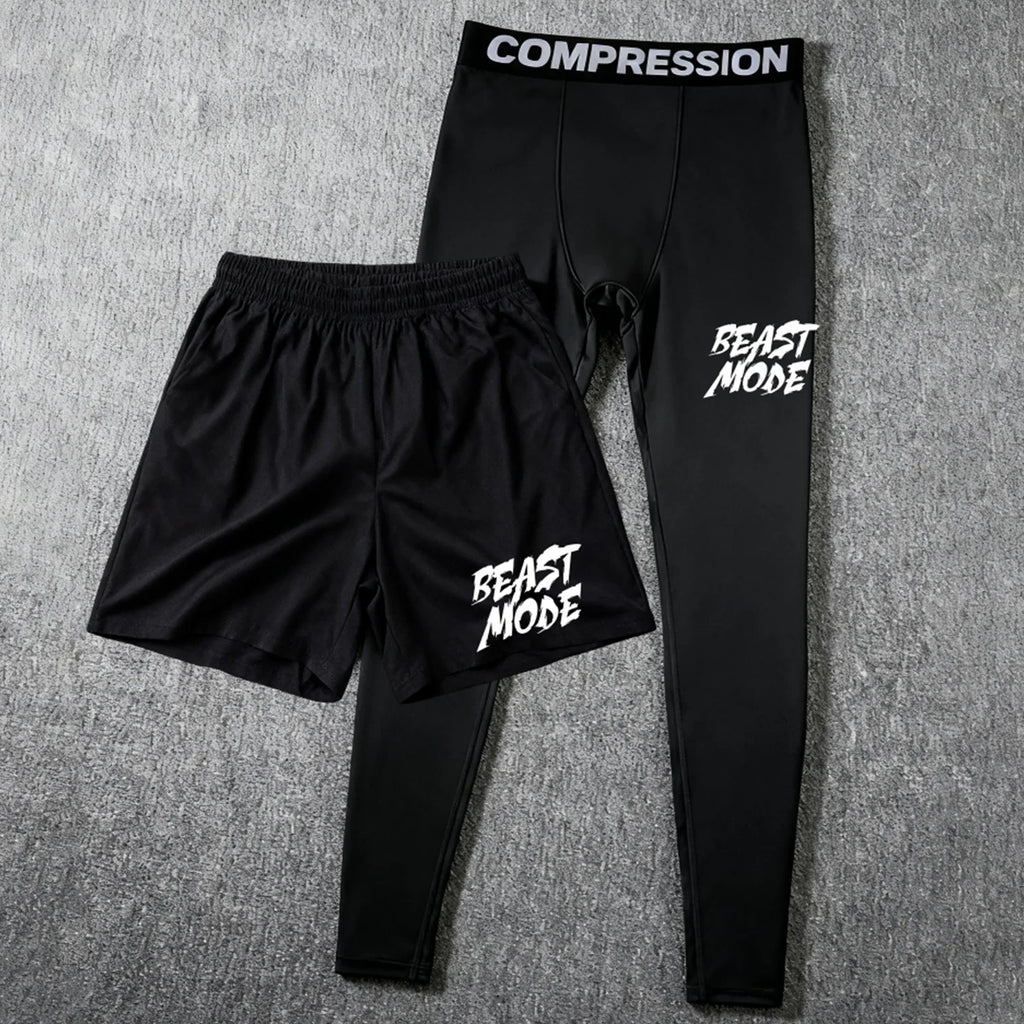 Men's 2-in-1 training pants with built-in compression liner and tapered ankle