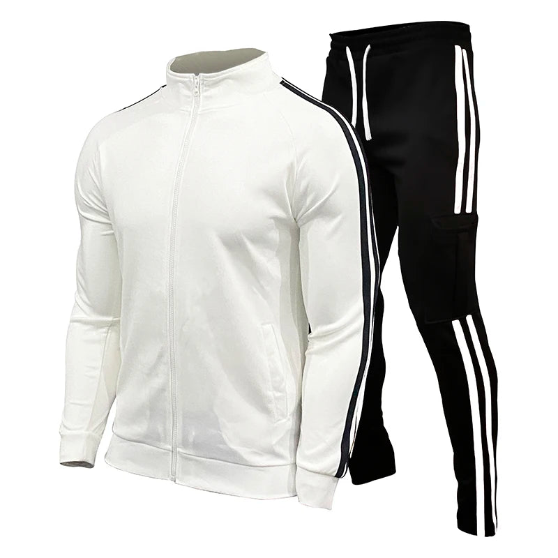 Men's 2-piece tracksuit with matching hoodie and tapered joggers in brushed fleece