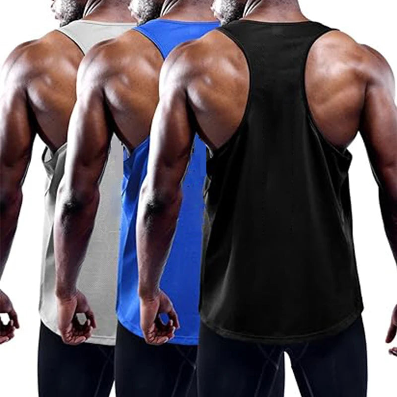 Men's quick-dry running and gym tank top with wide armholes and slim athletic fit