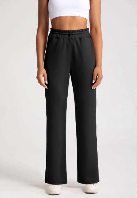 Women's sand-washed modal straight-leg pants in pink, relaxed fit with side pockets