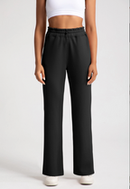 Women's sand-washed modal straight-leg pants in pink, relaxed fit with side pockets