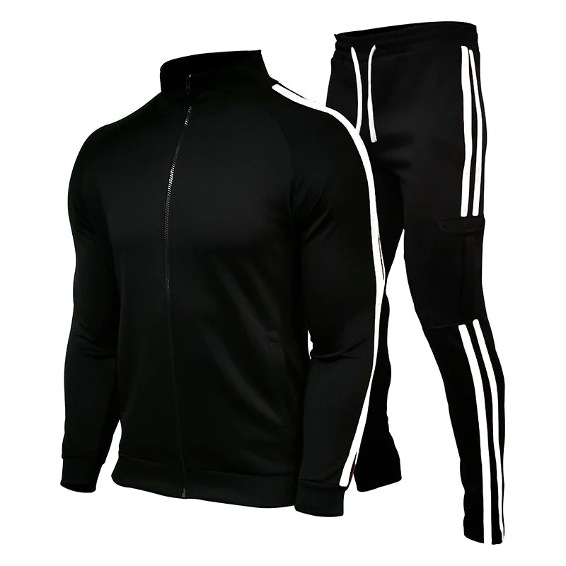 Men's 2-piece tracksuit with matching hoodie and tapered joggers in brushed fleece