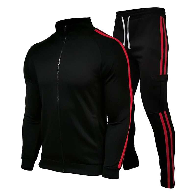 Men's 2-piece tracksuit with matching hoodie and tapered joggers in brushed fleece