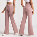 Women's sand-washed modal straight-leg pants in pink, relaxed fit with side pockets