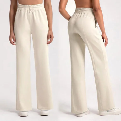 Women's sand-washed modal straight-leg pants in pink, relaxed fit with side pockets