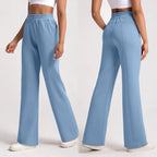 Women's sand-washed modal straight-leg pants in pink, relaxed fit with side pockets