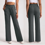 Women's sand-washed modal straight-leg pants in pink, relaxed fit with side pockets