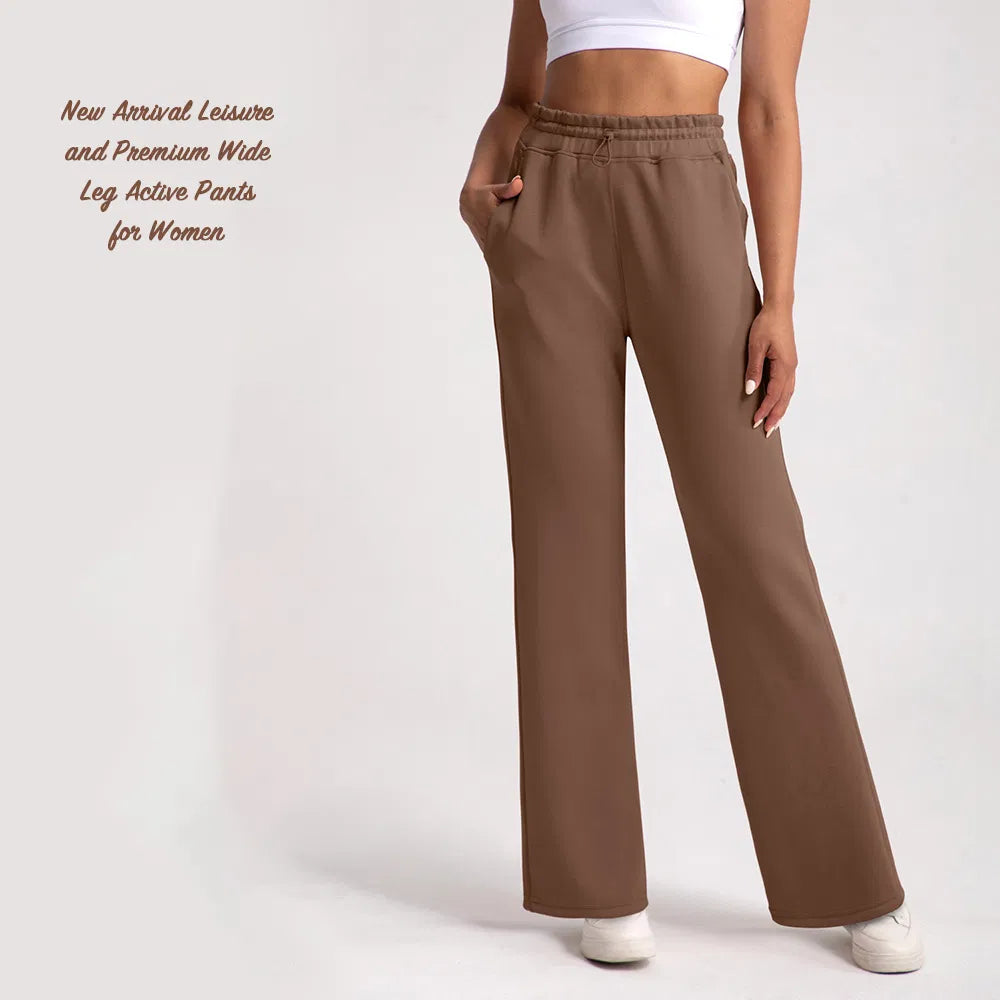 Women's sand-washed modal straight-leg pants in pink, relaxed fit with side pockets