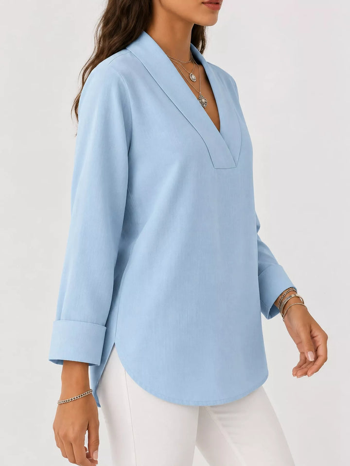 Full Size V-Neck Long Sleeve Blouse Plus Size