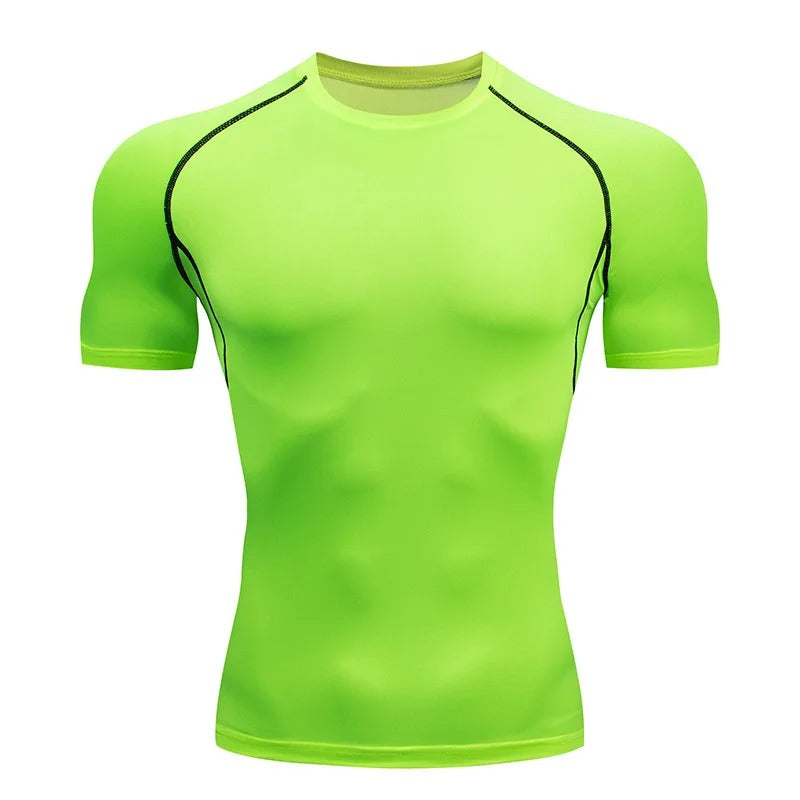 Lightweight unisex compression performance tee, slim athletic fit