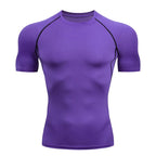 Lightweight unisex compression performance tee, slim athletic fit