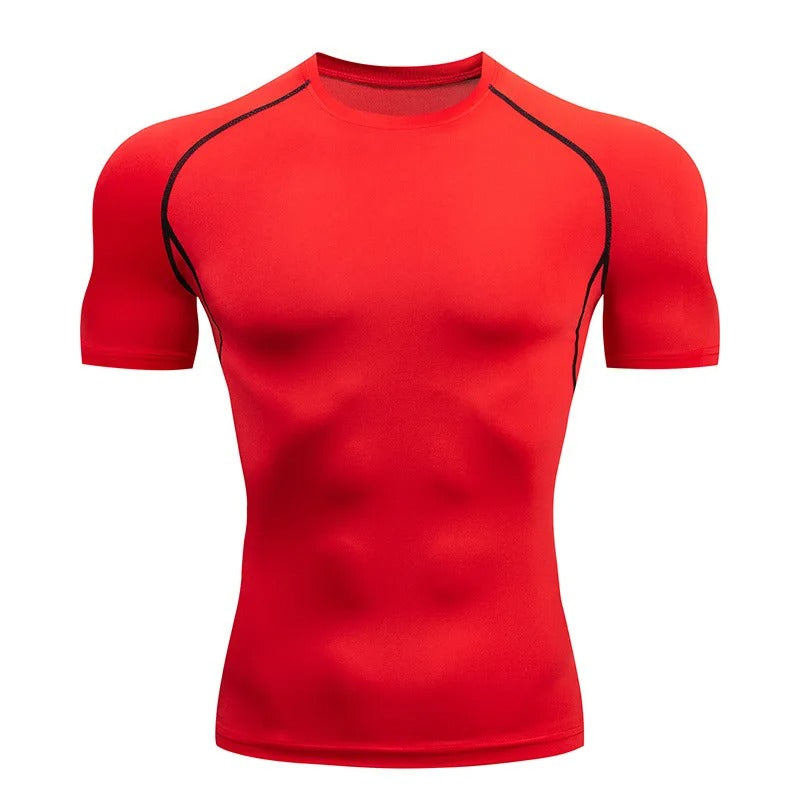 Lightweight unisex compression performance tee, slim athletic fit